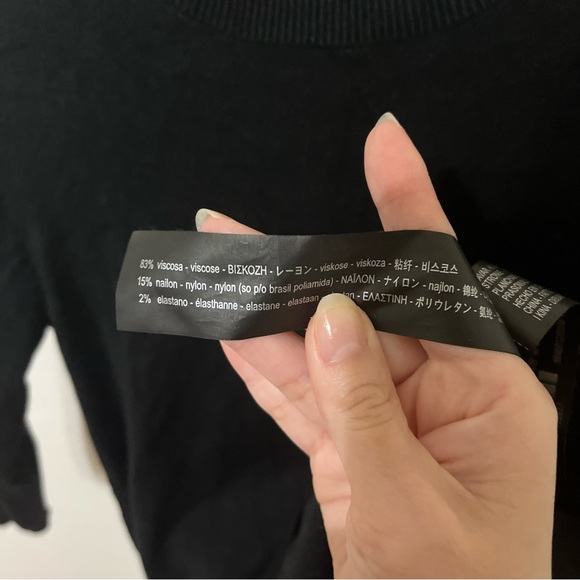 NEW ZARA Knit Pearl Button Back Sweater Black Medium - Picture 7 of 8